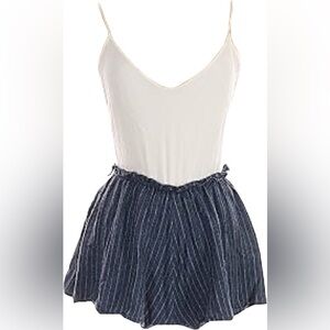 Altar'd State White and Navy Romper with Belt